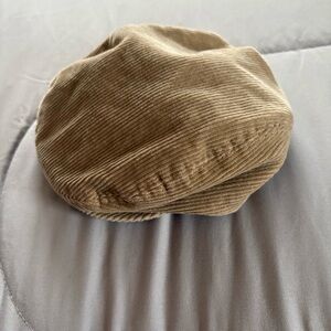 Baby Cabbie Hat Tan Corduroy ribbed fabric 6-12months
